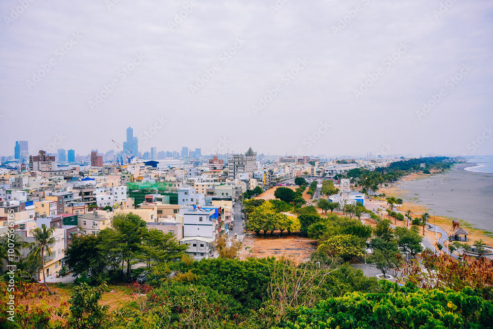 Kaohsiung, Taiwan, Republic of China, 01 25 2024: The landscape of Cijin island, lighthouse and cihou fort Kaohsiung, Taiwan, Republic of China, 01 25 2024: The landscape of Cijin island, lighthouse and cihou fort