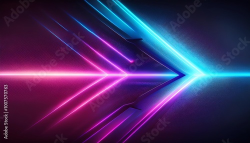 A vibrant digital design featuring dynamic blue and pink rays intersecting against a dark background.