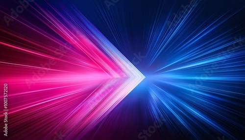 A vibrant abstract image showcasing dynamic light patterns in pink and blue, creating an energetic and futuristic atmosphere.