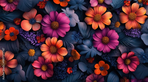 Vibrant Floral Background with Colorful Blooms