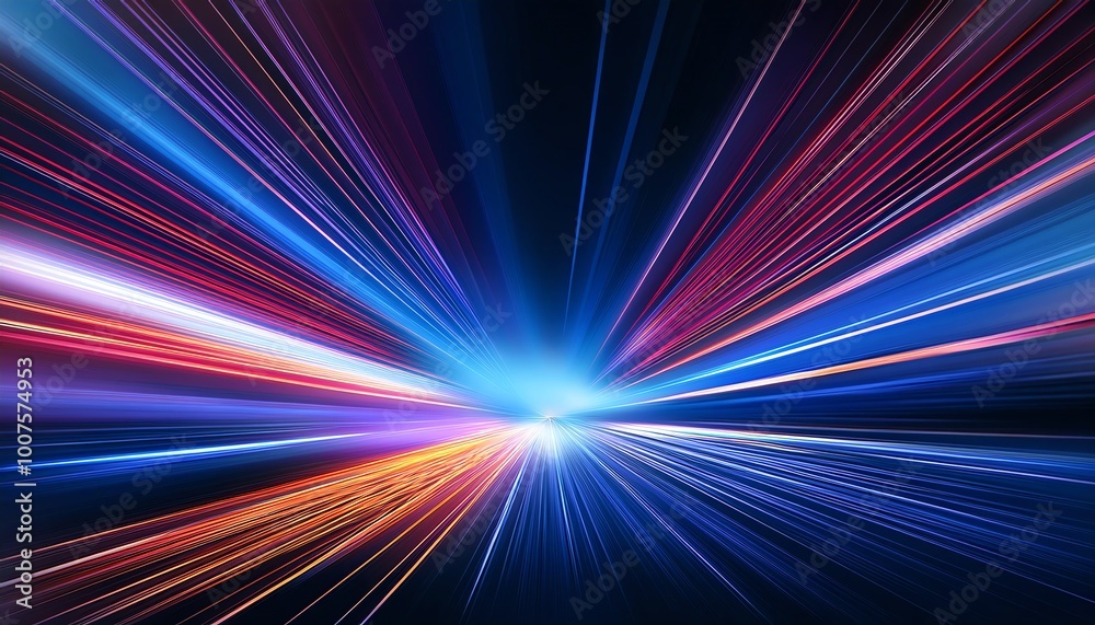 A vibrant display of light beams radiating in various colors against a dark backdrop, creating a dynamic sense of motion and energy. A vibrant display of light beams radiating in various colors against a dark backdrop, creating a dynamic sense of motion and energy.