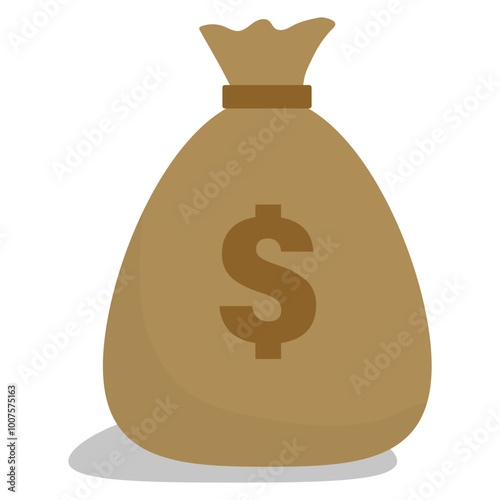 Money bag icon. Dollar sign on sack. Brown gold design. Vector image.