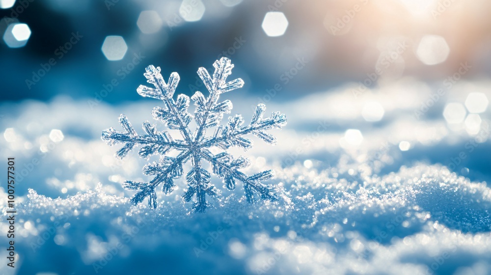 A Single Snowflake Resting on a Blanket of Snow A Single Snowflake Resting on a Blanket of Snow