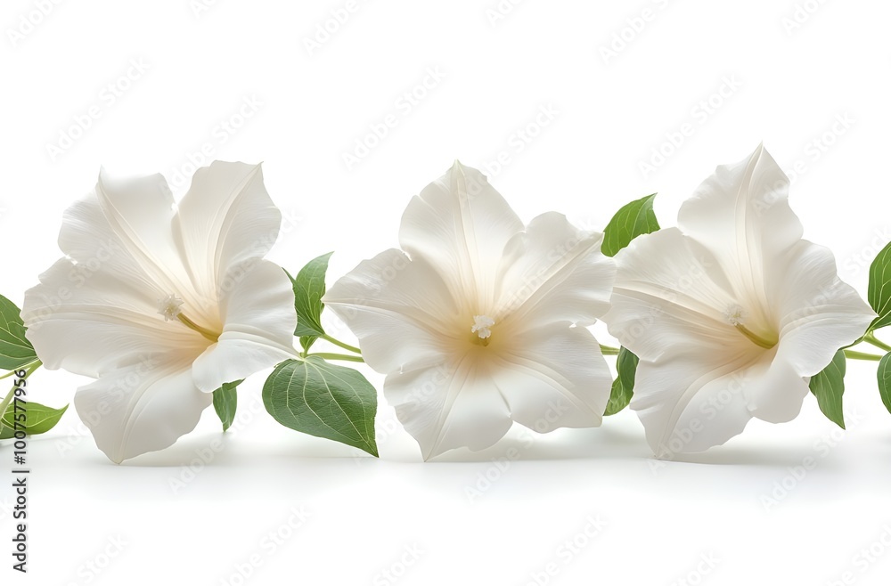 a row of white flowers

