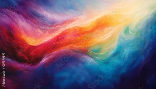 Wallpaper Mural Abstract digital painting with vibrant colors in a flowing, wave-like pattern. Torontodigital.ca