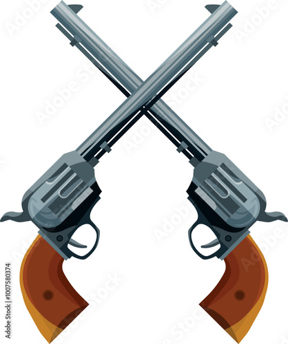 Crossed revolvers. Cowboy pistols. Guns cartoon icon