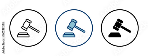 Gavel icon vector isolated on white background. Hammer icon vector. Judge Gavel Auction Icon Vector. Bid