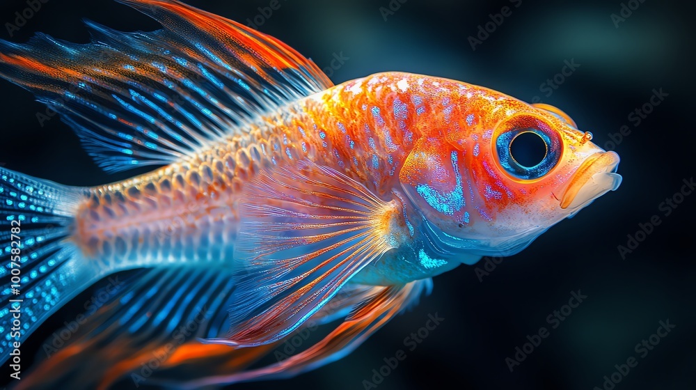 Fish brain with highlighted areas for aquatic navigation, Fish Brain System, underwater sensory perception Fish brain with highlighted areas for aquatic navigation, Fish Brain System, underwater sensory perception