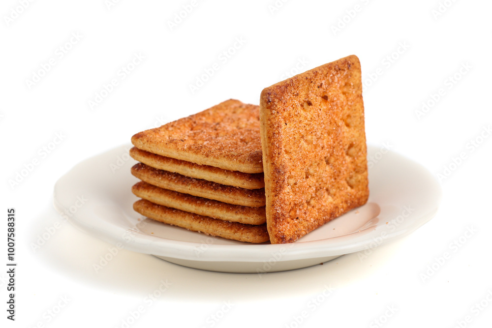 Biscuit cracker with beef floss flavor. isolated on white background. Biscuit cracker with beef floss flavor. isolated on white background.