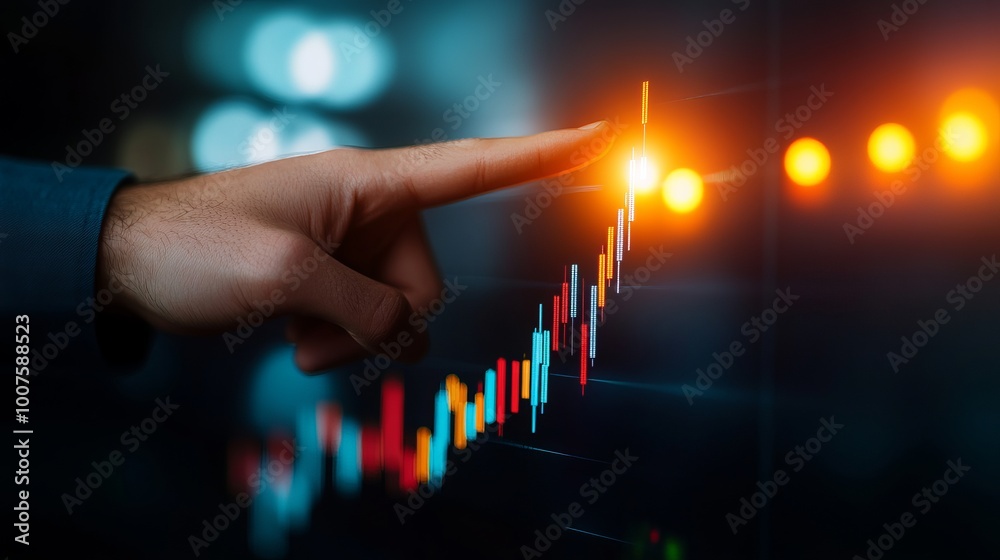 Progress and Achievement, Finger touching upward trend line with vibrant data, Business Growth and Opportunity Progress and Achievement, Finger touching upward trend line with vibrant data, Business Growth and Opportunity