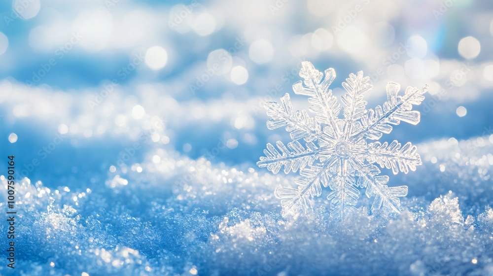 A Single Snowflake Resting on a Bed of Snow A Single Snowflake Resting on a Bed of Snow