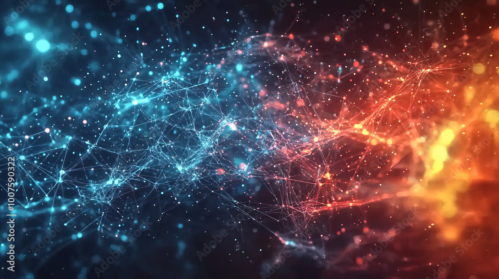 abstract animated blue and orange network background abstract animated blue and orange network background