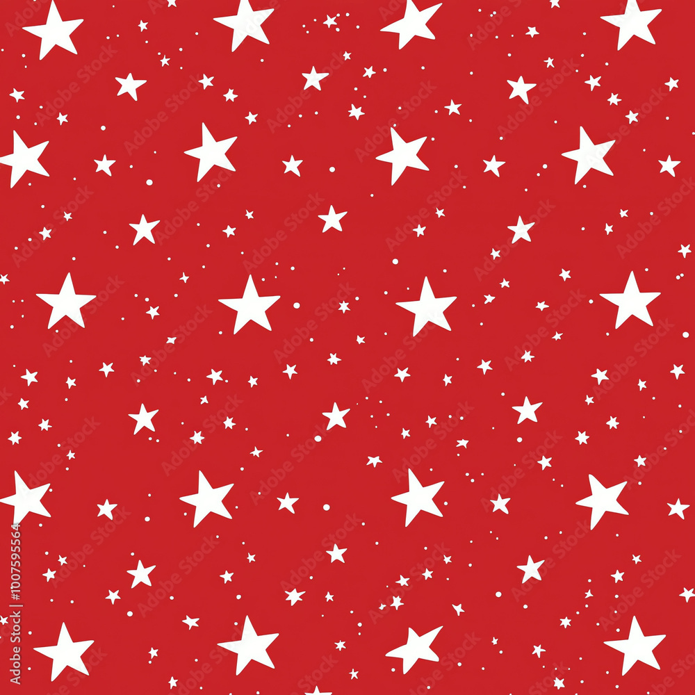Red background with white stars, seamless pattern, vector illustration, simple design Red background with white stars, seamless pattern, vector illustration, simple design