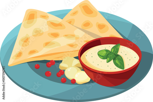 Chapati cartoon icon. Indian traditional food symbol
