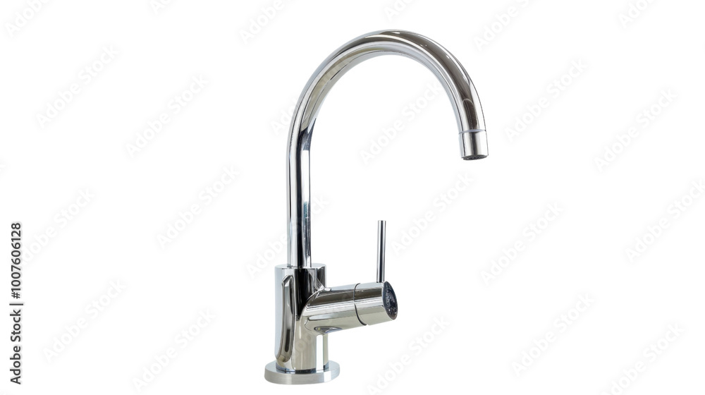 Modern faucet on white background