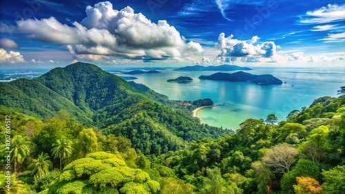 Breathtaking panoramic view of Penang National Park in Malaysia showcasing lush greenery and coastline
