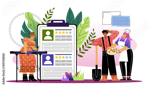 People of different profession. Mand and women with hobbies. Gardener, cook and architect or engineer. Profession and occupation. Flat vector illustration