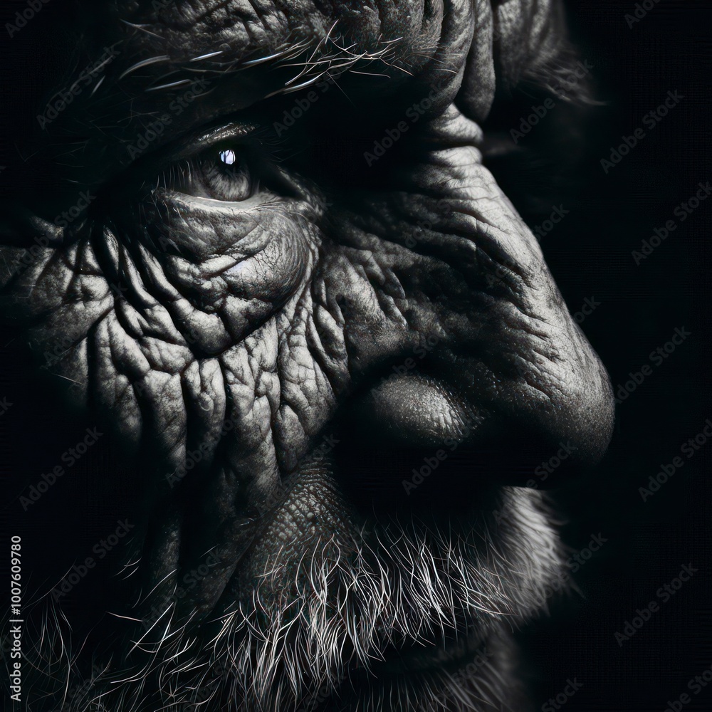 Close-up of old and weathered human face Close-up of old and weathered human face