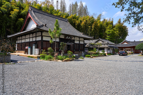 Gunsan-si, Jeollabuk-do, South Korea - April 22, 2020: Daewoongjeon(Main temple) of Dongguksa Temple. This temple was built in Japanese style