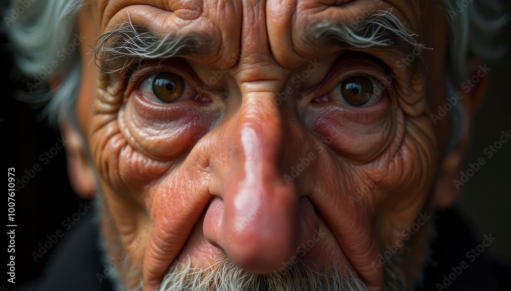 Close-up of old and weathered human face Close-up of old and weathered human face