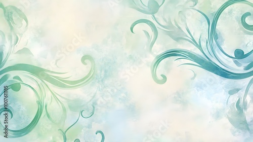 1A soft watercolor pattern featuring delicate blue and green swirls on a light pastel background photo