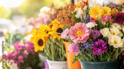 Colorful Flower Display in Bright Sunshine