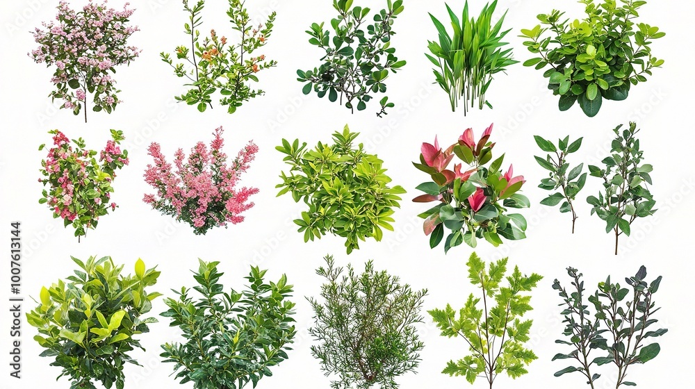 Collection of Diverse Greenery and Blooming Plants Collection of Diverse Greenery and Blooming Plants