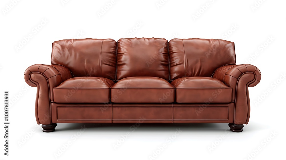 Fototapeta premium Leather sofa isolated on white background.
