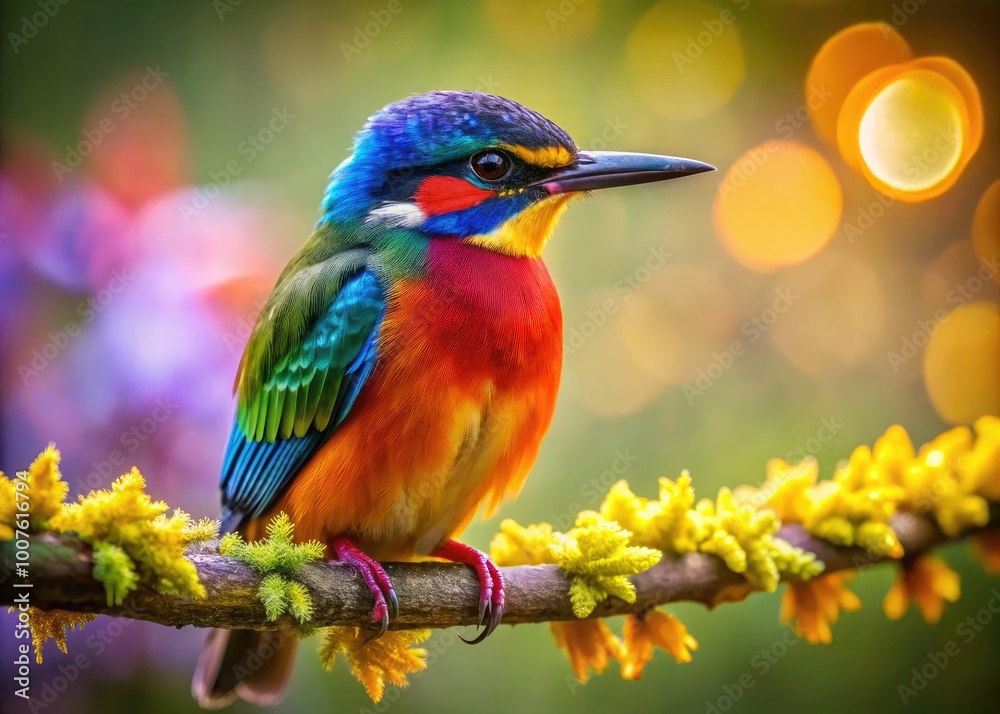 Fototapeta premium Colorful Alondra Bird Perched on a Branch in Nature, Showcasing Vibrant Feathers and Serenity