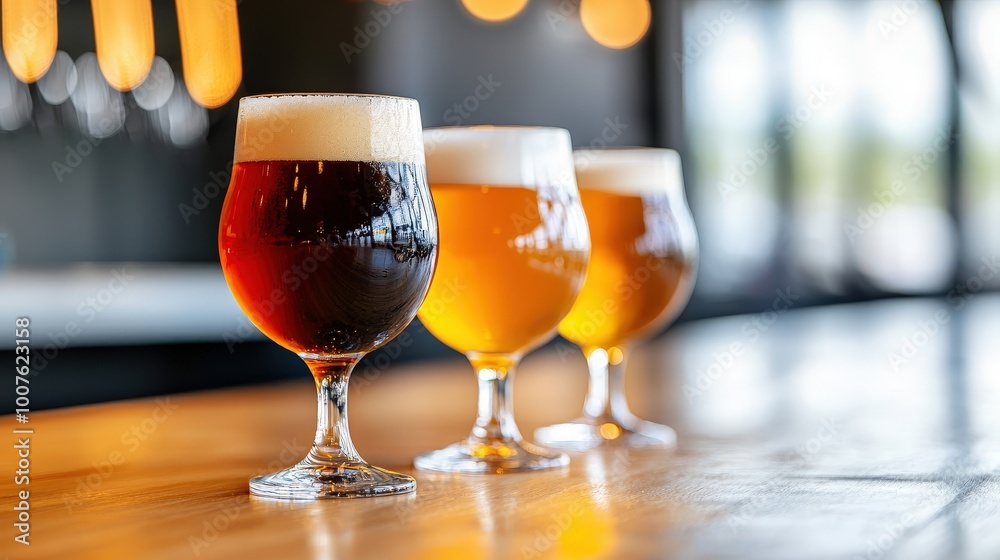 Craft Beer Selection in Modern Bar Setting