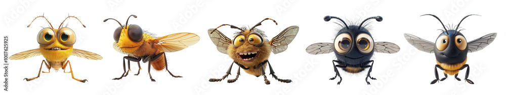 Colorful animated fly with expressive faces, showcasing various emotions and personalities. These charming characters are perfect for childrens media and educational content Colorful animated fly with expressive faces, showcasing various emotions and personalities. These charming characters are perfect for childrens media and educational content