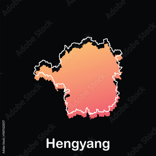 Hengyang City of China map vector illustration, vector template with outline graphic sketch style, suitable for your company photo