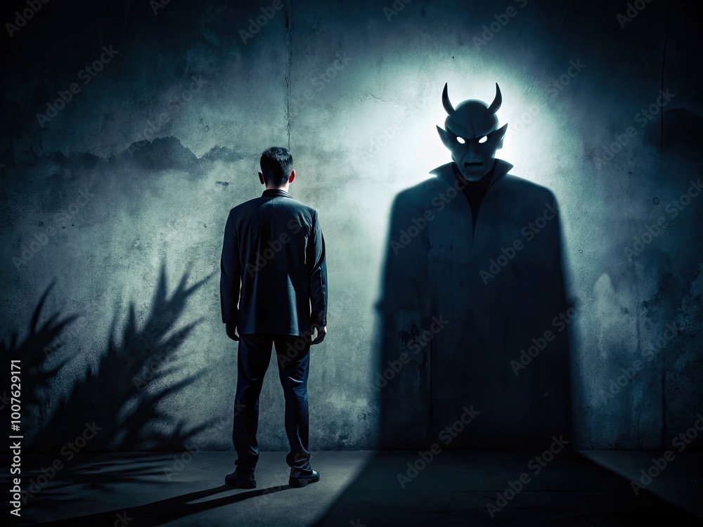 Obraz premium Dark and Sinister Shadows: An Eerie Representation of Evil in a Mysterious and Ominous Setting