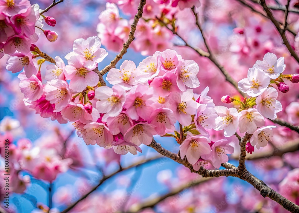 Delicate Cherry Blossom Tree Drawing with Soft Pink Flowers and Intricate Branch Details in Bloom Delicate Cherry Blossom Tree Drawing with Soft Pink Flowers and Intricate Branch Details in Bloom