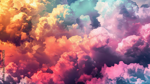 sky and clouds. clouds in the sky. clouds with soft rainbow colors