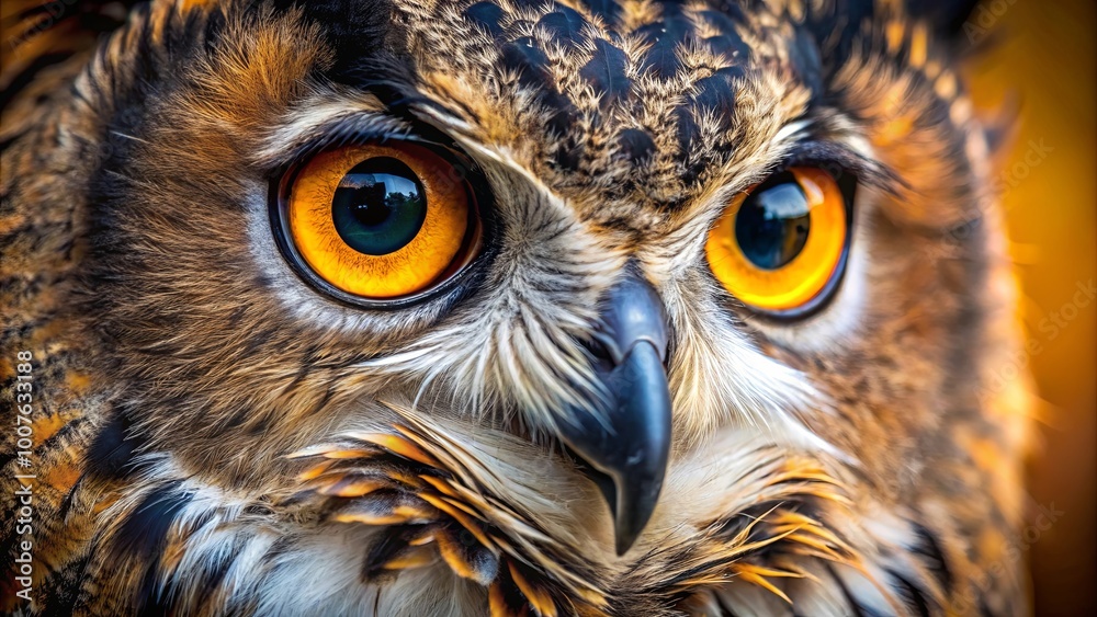 A Close-Up Portrait of an Owl's Intricate Eyes, Capturing the Depth and Mystery of its Gaze A Close-Up Portrait of an Owl's Intricate Eyes, Capturing the Depth and Mystery of its Gaze