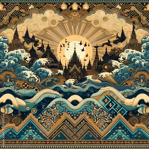 batik & songket thai painting art photo