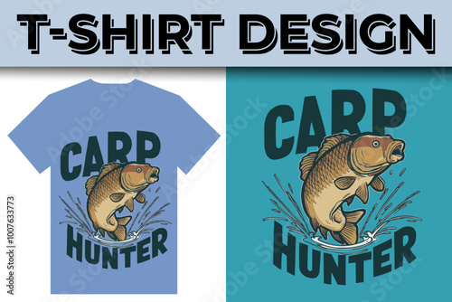 Fishing creative t-shirt emblem typography illustration design  template 