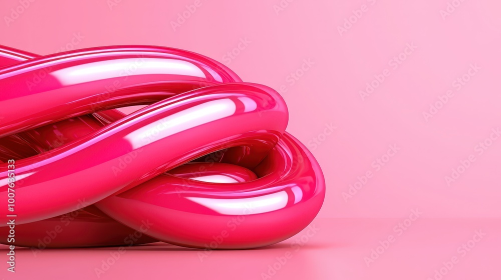 Naklejka premium Abstract Pink Glossy 3D Shape Design Element