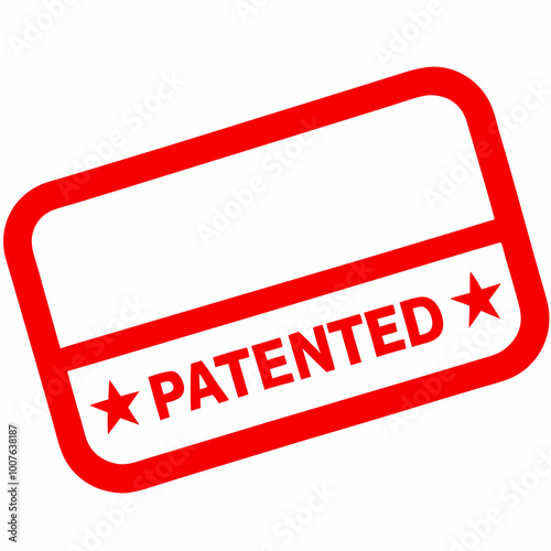 Red Patented Stamp with Stars in Rectangular Design
