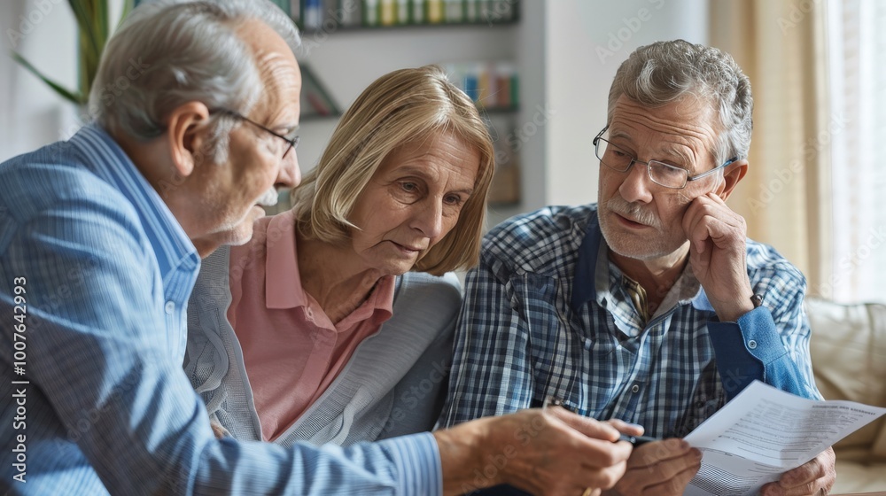 Couple reviewing their mortgage options, with a financial planner and documents Couple reviewing their mortgage options, with a financial planner and documents