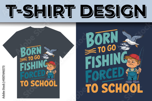 Fishing creative t-shirt emblem typography illustration design  template 