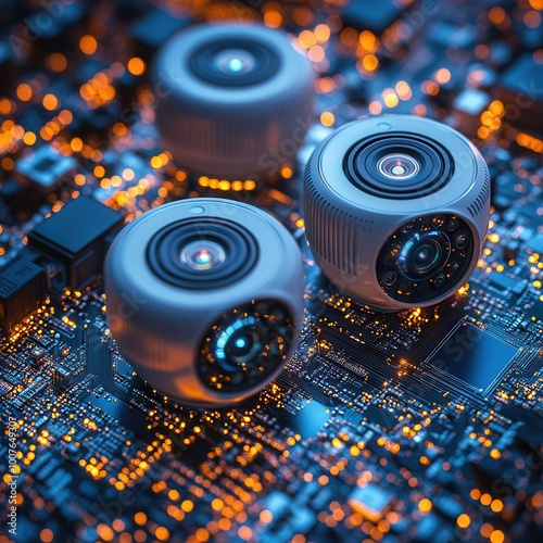 Advanced Technology with Camera Lenses on Circuit Board