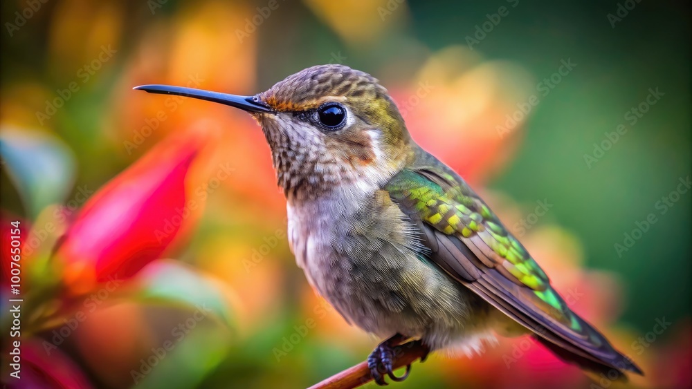 Fototapeta premium Exploring the Size of a Baby Hummingbird: Nature's Tiny Marvel in the Avian World