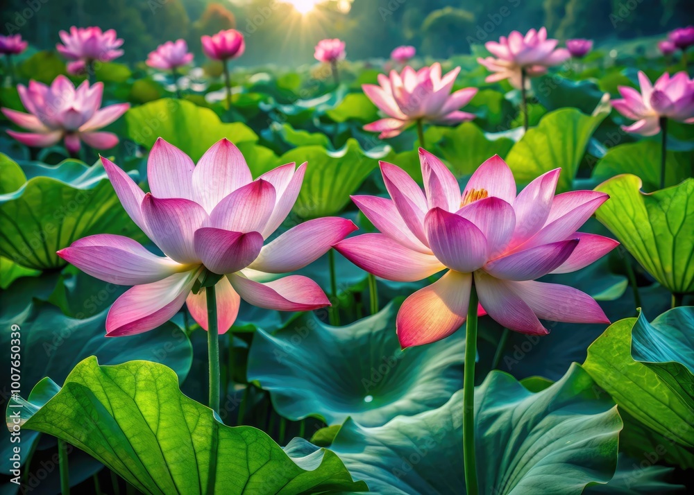 Exquisite Sensual Lotuses in Bloom, Capturing the Essence of Tranquility and Natural Beauty Exquisite Sensual Lotuses in Bloom, Capturing the Essence of Tranquility and Natural Beauty