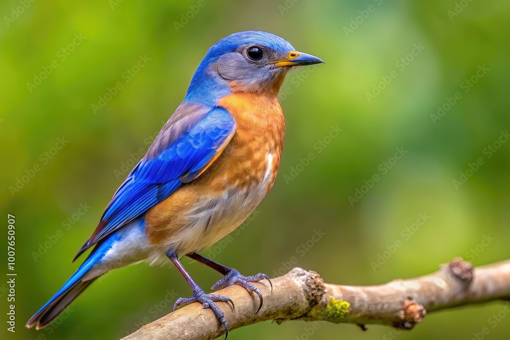 Female Bluebird Perched on a Branch Showcasing Its Unique Colors and Distinctive Features Female Bluebird Perched on a Branch Showcasing Its Unique Colors and Distinctive Features