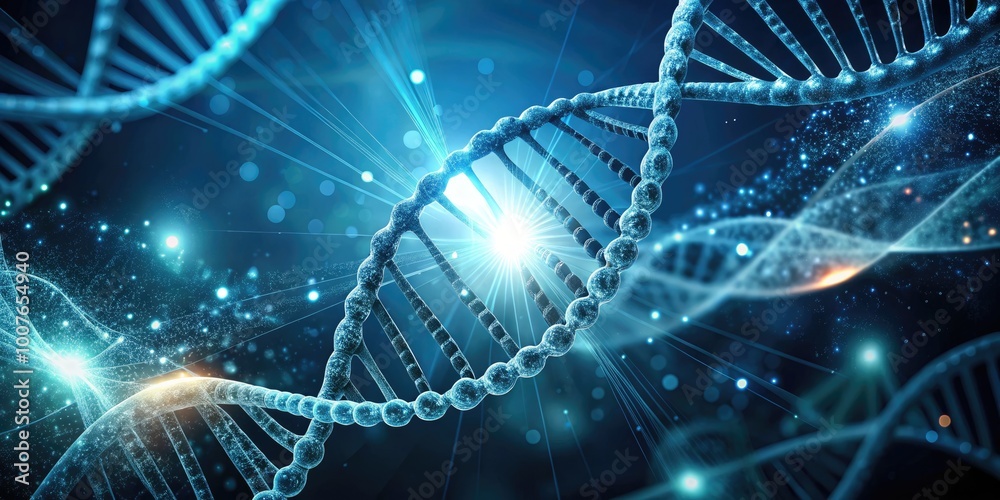 Futuristic Digital Biology Concept with DNA Helix, Molecular Structures, and Biotechnological Elements Futuristic Digital Biology Concept with DNA Helix, Molecular Structures, and Biotechnological Elements