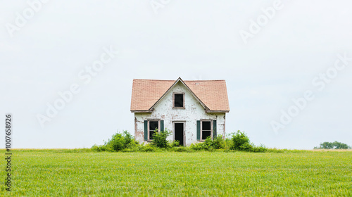 Abandoned Home Surrounded by Overgrown Grass