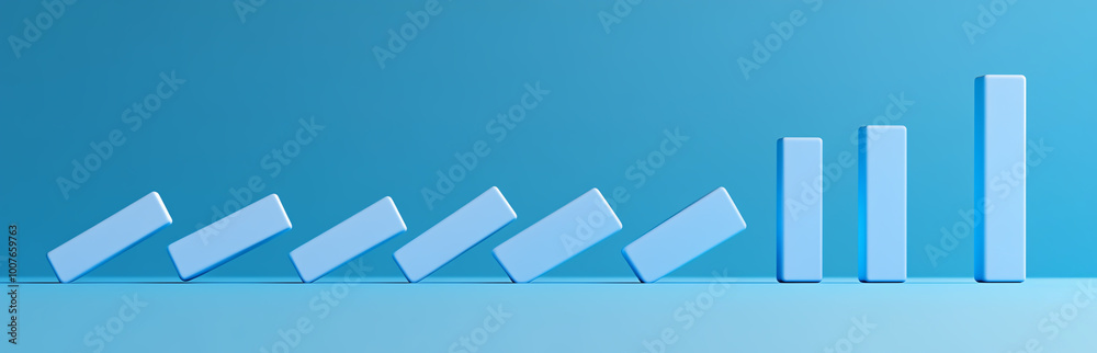 3D Symbolic Illustration of Economic Recession Effects