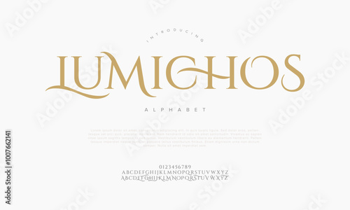 Lumichos typography beauty fashion elegant minimalist serif italic fonts decorative wedding vintage retro logos. Minimal luxury font alphabet logo. Vector illustration